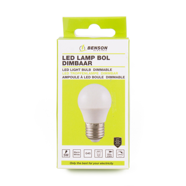 LED-glödlampa G45 5 W E27 dimbar