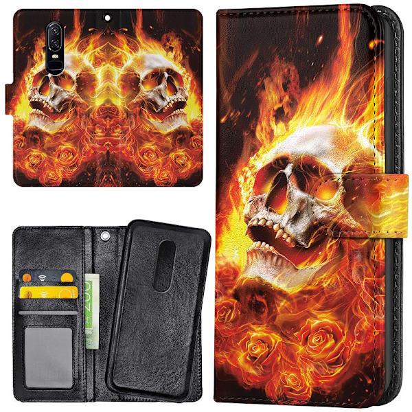 OnePlus 7 - Lompakkokotelo/Kuoret Burning Skull