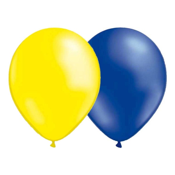 16-Pak - Balloner Metallic Blå/Gul - Student, Sverige