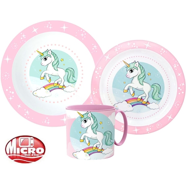 Unicorn Range middagsset, mikropartikelsfri uppsättning med 265 ml mugg