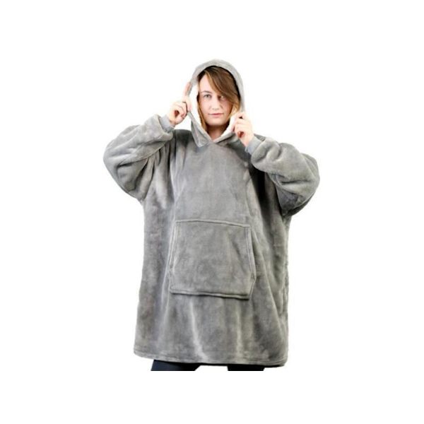 Oversized Hoodie med Hætte – Tæppe Grey
