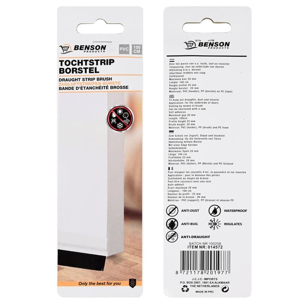 Tätningslist borste 100 cm PVC vit