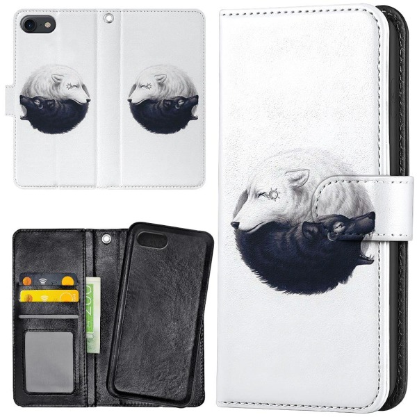 iPhone 7/8/SE - Plånboksfodral/Skal Yin & Yang Vargar