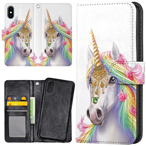 iPhone X/XS - Plånboksfodral/Skal Unicorn/Enhörning