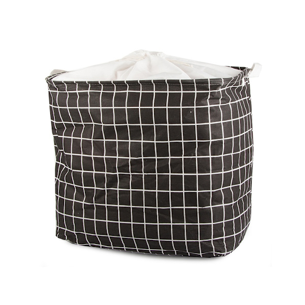 Hopfällbar Tvättkorg - 90L Black Svart (Rutig)