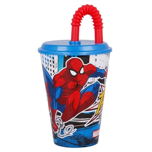 Spiderman Stålstråkopp 430 ml i plast