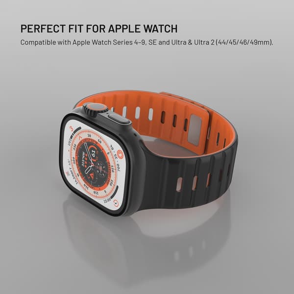 FIXED Mag Silikonrem för Apple Watch 42/44/45/49mm Svart
