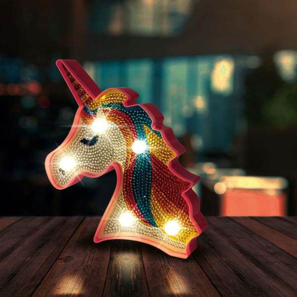 Diamond Painting Lampa för Barn LED / Diamantmålning - Unicorn multifärg