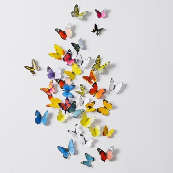 19-pak sommerfugle med 3D-effekt - selvklæbende
