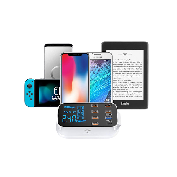 8-portar USB Laddare - USB-A & USB-C