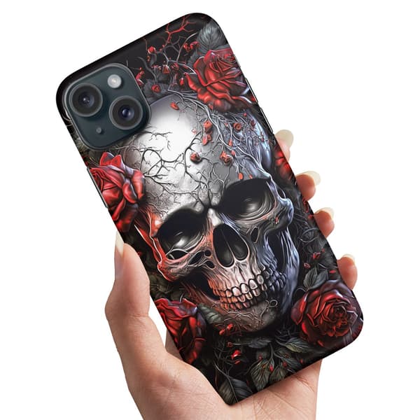 Deksel / Mobildeksel til iPhone 15 - Skull Roses