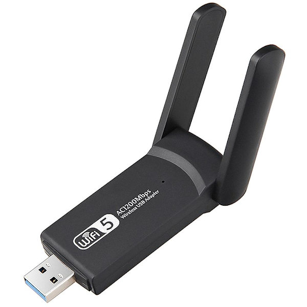 Trådlöst USB-nätverkskort AC1200 - WiFi adapter med antenner Svart