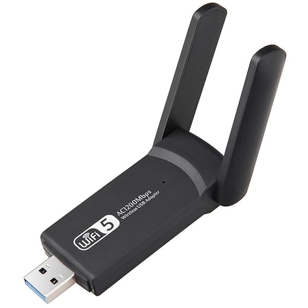 Trådløst USB netværkskort AC1200 - WiFi adapter med antenner Black