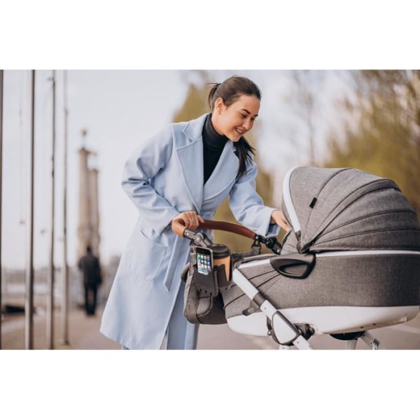 Mugghållare / Mobilhållare för Barnvagn - Fäst på vagnen Svart
