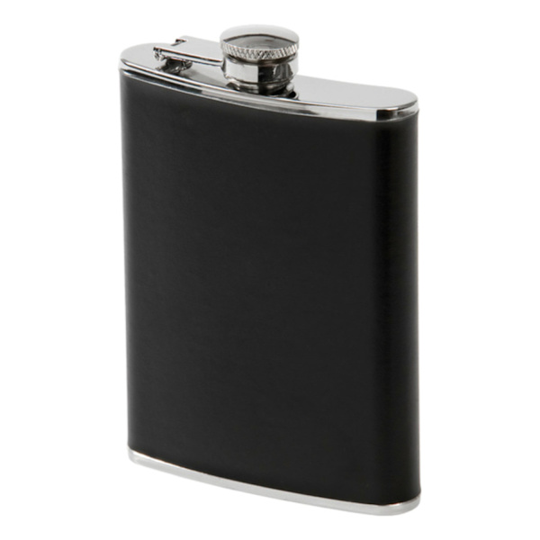 Flaske i Lær / Lommelærke - 24 cl Black