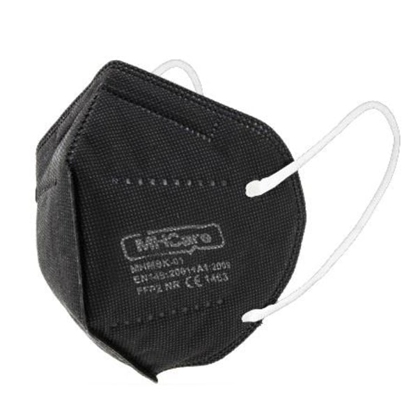 100-Pack - Munskydd FFP2 med Visir / KN95 CE Märkt - Skyddsmask Svart