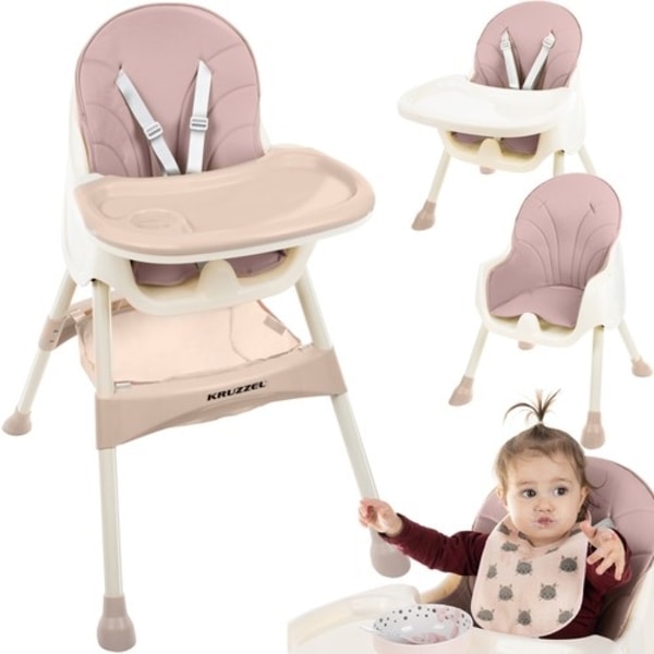 Børnespisestuestol - Børnestol med bakke Light pink