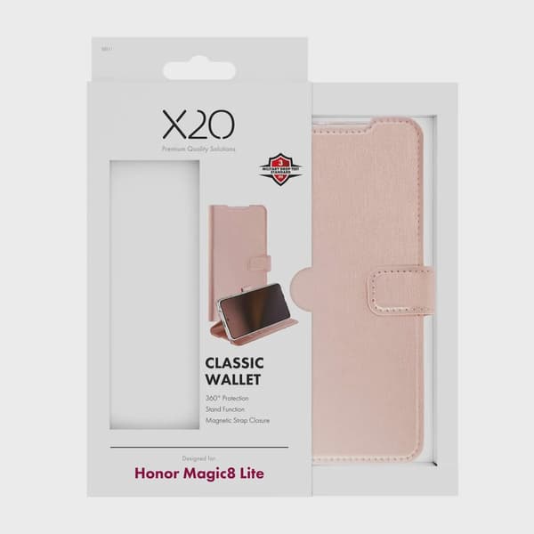 X2O Classic Wallet Plånboksfodral Honor Magic8 Lite Rose Gold