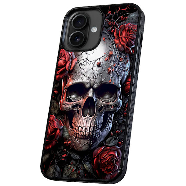iPhone 16 Plus - Deksel/Mobildeksel Skull Roses