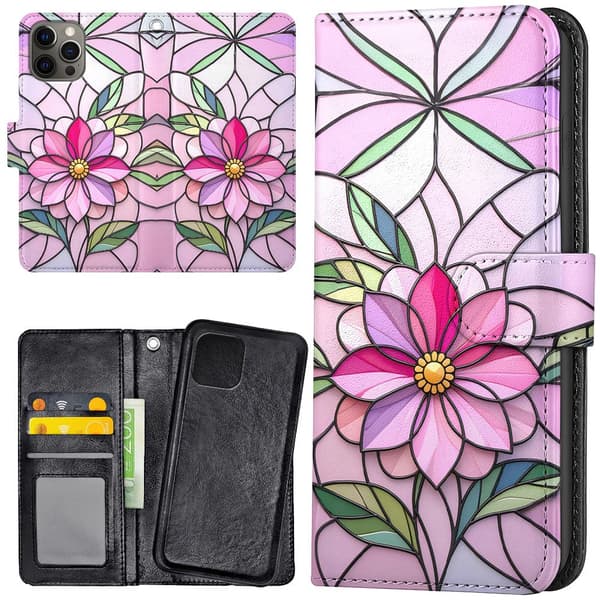 iPhone 15 Pro - Plånboksfodral/Skal Glass Flower