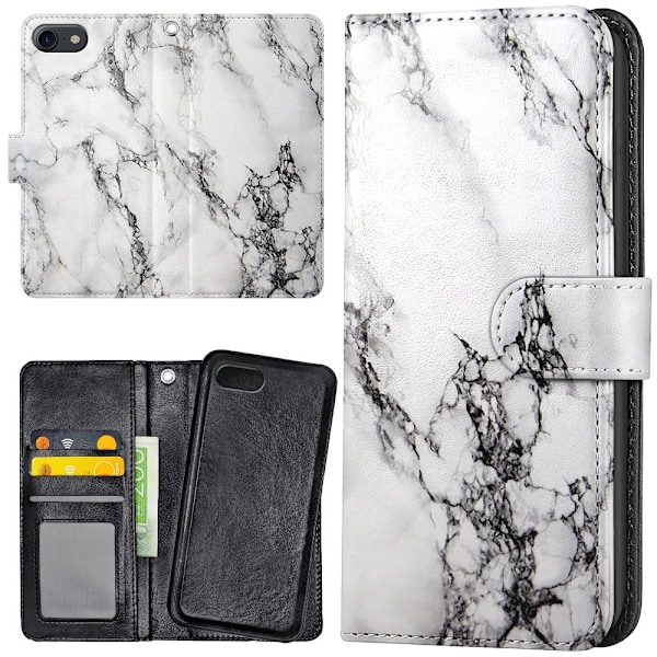 iPhone 16e/17e - Lommebok Deksel Marmor