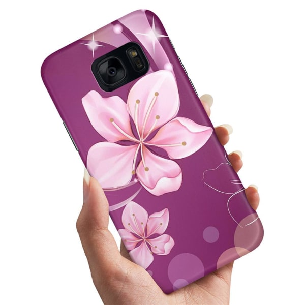 Samsung Galaxy S7 - Cover/Mobilcover Hvid Blomst