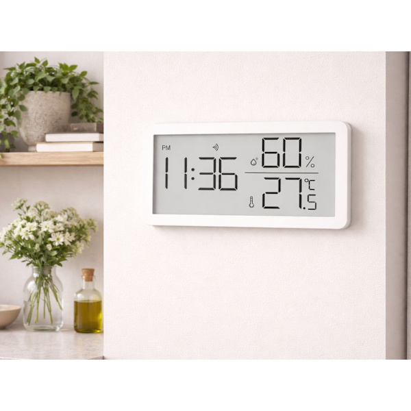Digital termometer hygrometer med klocka