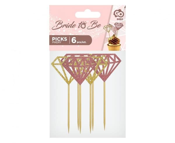 Bröllopsdekoration med diamanter - 6 stycken dekorativa pinnar
