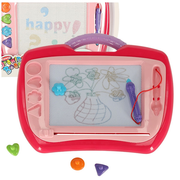 Magnetisk whiteboard-ritplatta med stämplar, rosa