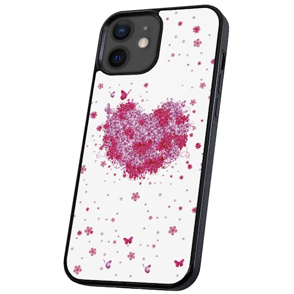 iPhone 12/12 Pro - Deksel/Mobildeksel Blomsterhjerte Multicolor