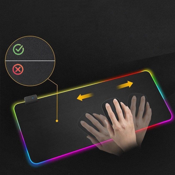 Gaming Musmatta med LED-ljus - RGB - Välj storlek Black 30x25 cm