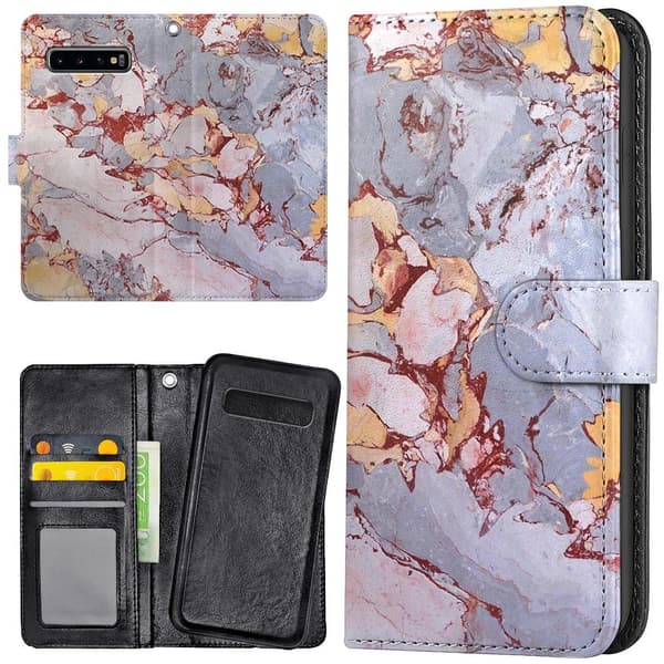 Samsung Galaxy S10 Plus - Lommebok Deksel Marmor