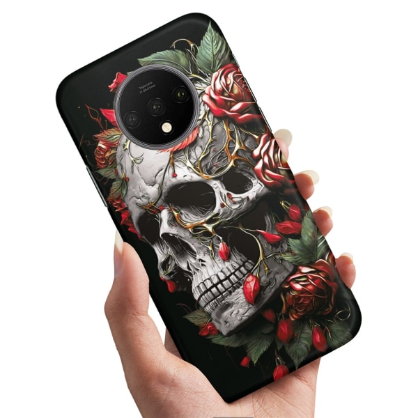 OnePlus 7T - Cover/Mobilcover Skull Roses