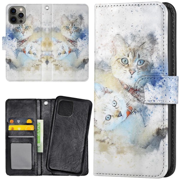iPhone 13 Pro Max - Lommebok Deksel Katter Multicolor
