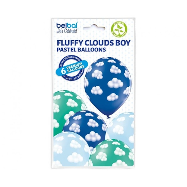 Ballongset med Baby Fluffy Clouds för pojkar, 6 delar, 12 tum (30 cm)