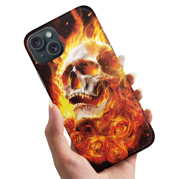 iPhone 15 Plus - Deksel/Mobildeksel Burning Skull