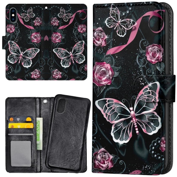 iPhone X/XS - Plånboksfodral/Skal Fjärilar
