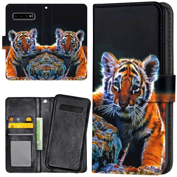 Samsung Galaxy S10 Plus - Plånboksfodral/Skal Tigerunge