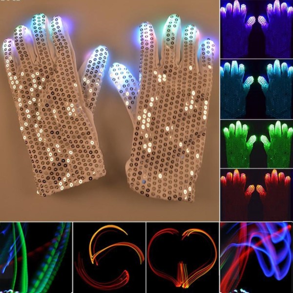 Votter / Hansker med LED-lys - 6 Forskjellige Lysmoduser Multicolor one size