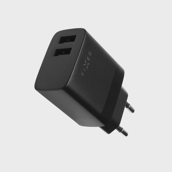 FIXED Hemladdare 2xUSB-A 17W Black