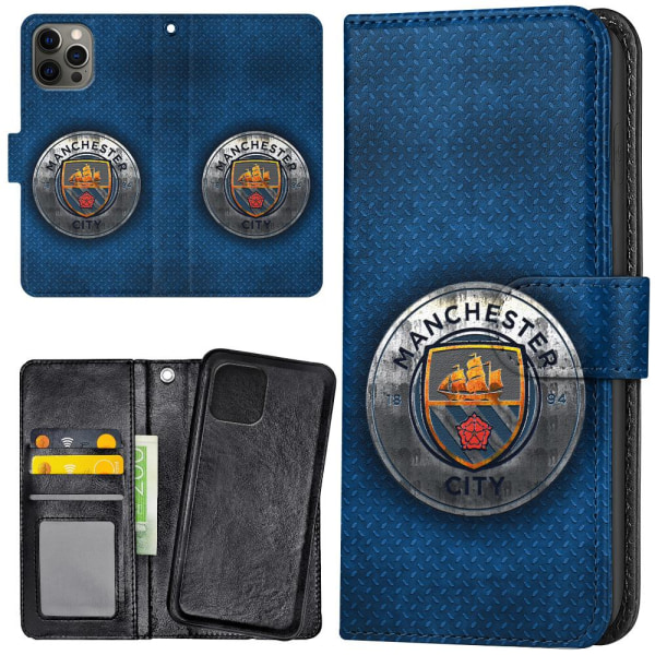 iPhone 12 Pro Max - Plånboksfodral/Skal Manchester City multifärg