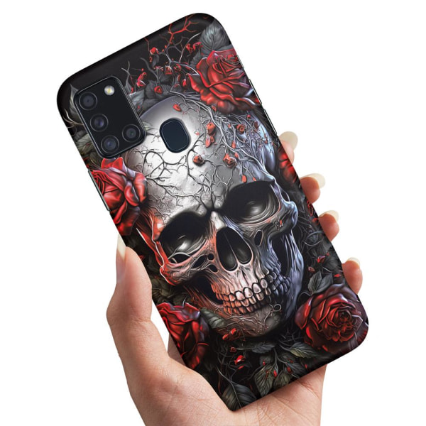 Samsung Galaxy A21s - Cover/Mobilcover Skull Roses