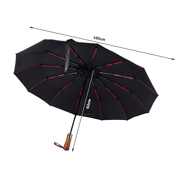 Paraply fällbart paraply automatisk svart unisex elegant stor anständig