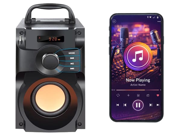 Trådlös bluetooth-högtalare portabel radio med display