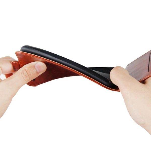 iPhone X/XS - Flipfodral med Kortfack - Brun Brown
