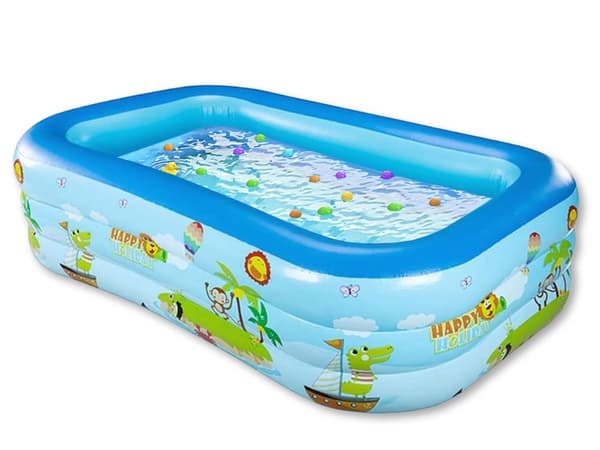 Uppblåsbar pool - Rektangulär familjepool för barn