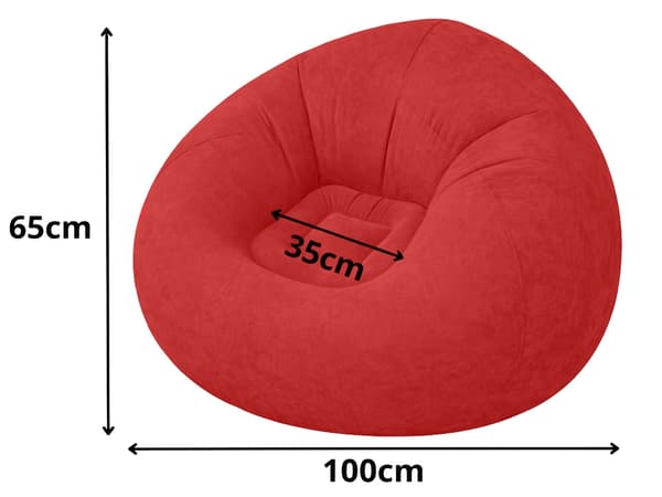 Uppblåsbar sittpuff velour Röd