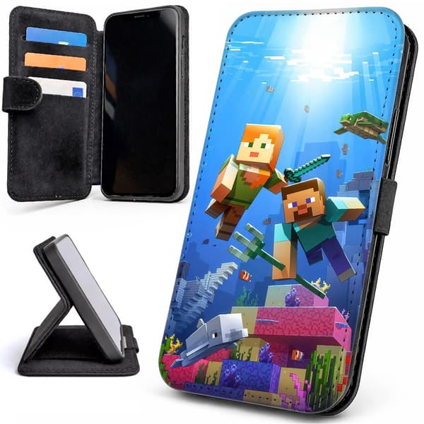 Lommebok Deksel / Mobildeksel til Samsung Galaxy S21 FE 5G - Minecraft