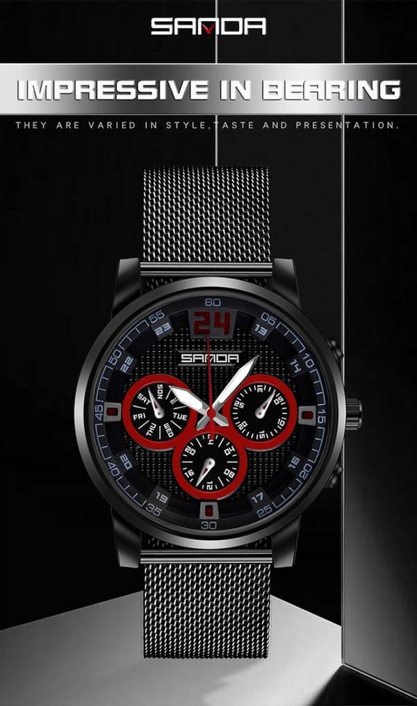Quartz Klocka / Armbandsur - Svart Black