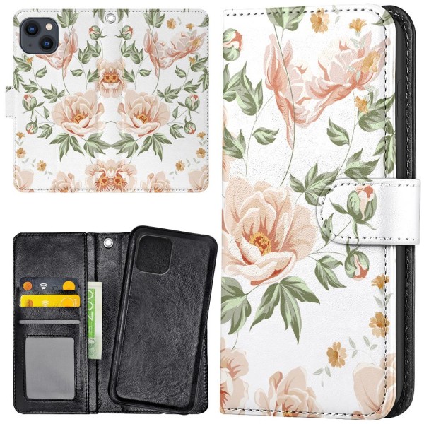 iPhone 13 - Plånboksfodral/Skal Blommönster multifärg